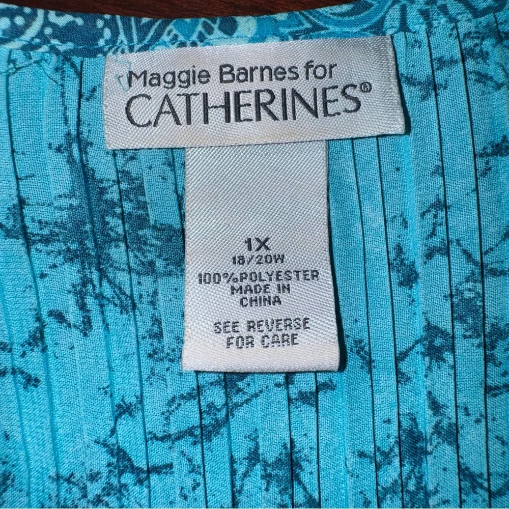 Maggie Barnes Catherines 1X Paisley Boho Tunic Top Beaded Bell Sleeve - Picture 14 of 16